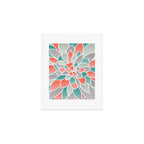 Modern Floral Prints, Coral, Teal Green and Gray Art Print Gallery Image 1