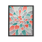 Modern Floral Prints, Coral, Teal Green and Gray Framed Canvas Print Gallery Image 8