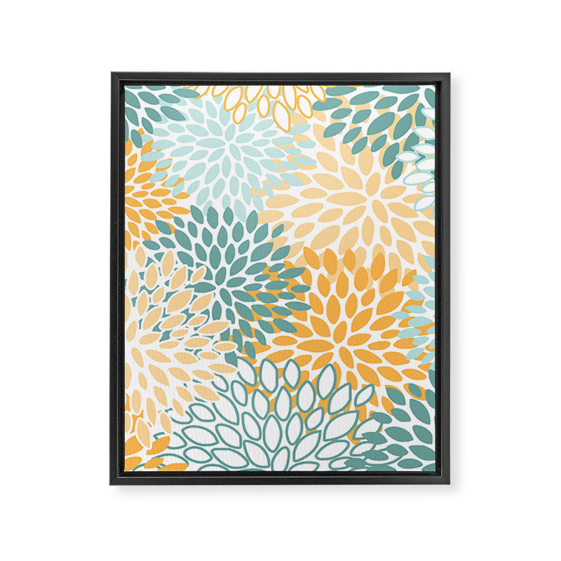 Modern, Floral Prints, Green and Yellow Framed Canvas Print Gallery Image 8