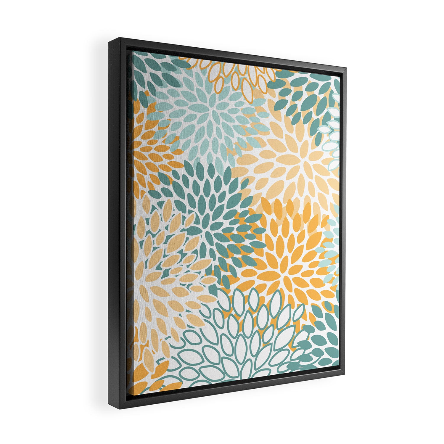 Modern, Floral Prints, Green and Yellow Framed Canvas Print Gallery Image 2