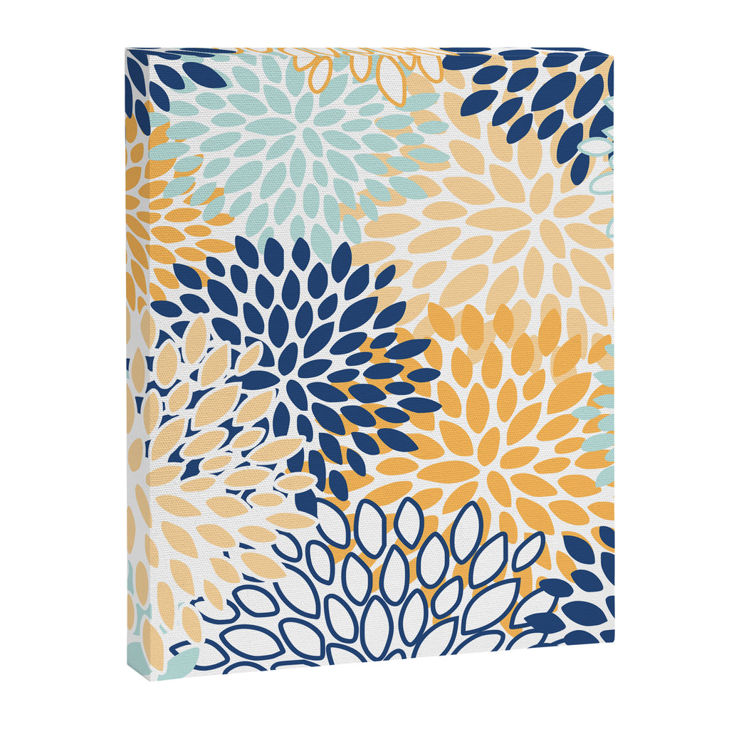Modern, Floral Prints, Navy, Blue and Yellow Canvas Print Gallery Image 8