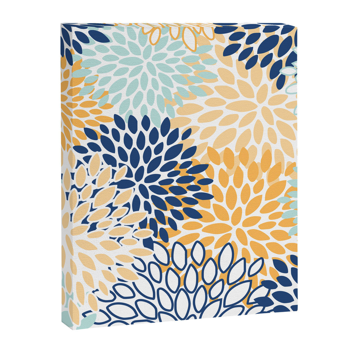 Modern, Floral Prints, Navy, Blue and Yellow Canvas Print Gallery Image 8