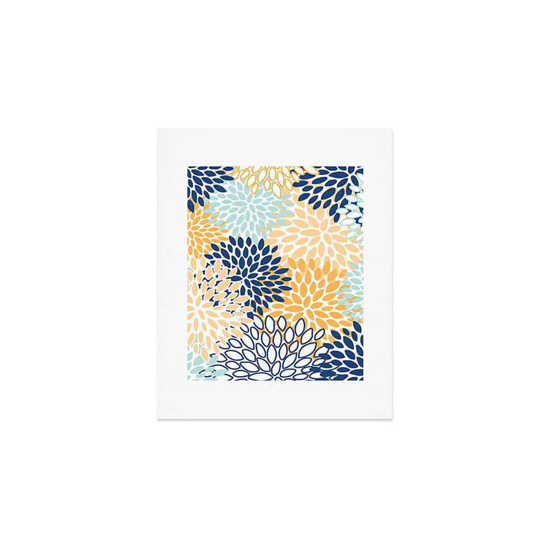Modern, Floral Prints, Navy, Blue and Yellow Art Print Gallery Image 1
