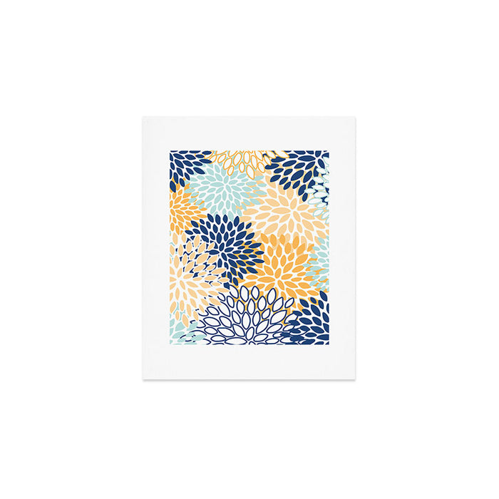 Modern, Floral Prints, Navy, Blue and Yellow Art Print Gallery Image 1