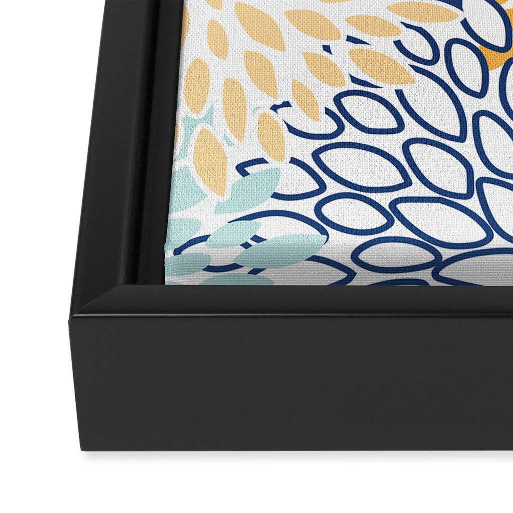 Modern, Floral Prints, Navy, Blue and Yellow Framed Canvas Print Gallery Image 3