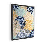 Modern, Floral Prints, Navy, Blue and Yellow Framed Canvas Print Gallery Image 2