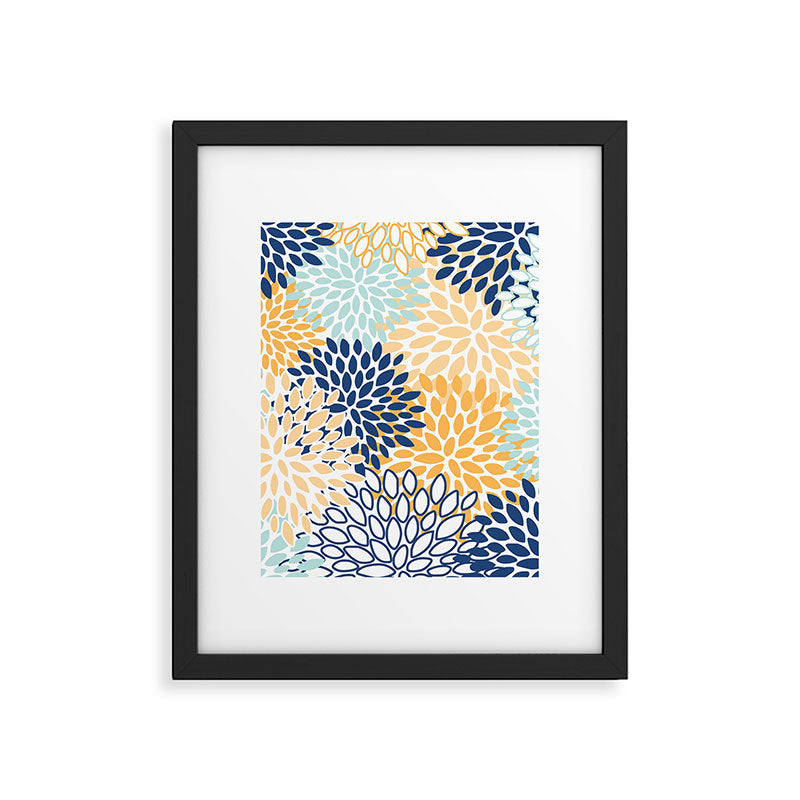 Modern, Floral Prints, Navy, Blue and Yellow Framed Art Print Gallery Image 6