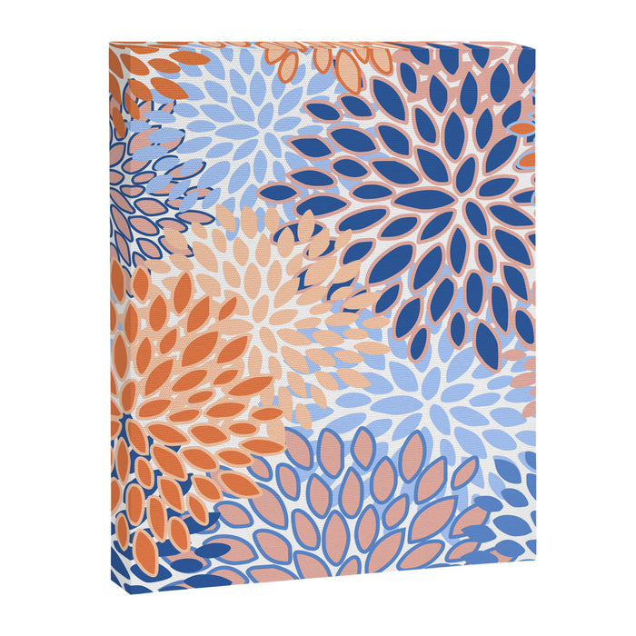 Modern, Floral Prints, Orange and Blue Canvas Print Gallery Image 1