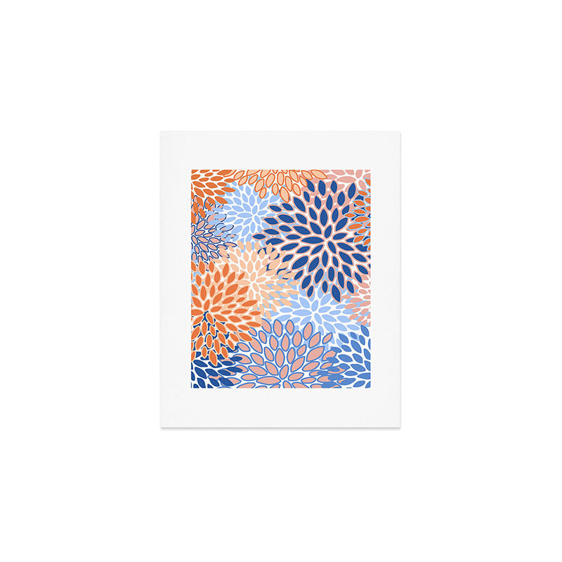 Modern, Floral Prints, Orange and Blue Art Print Gallery Image 1