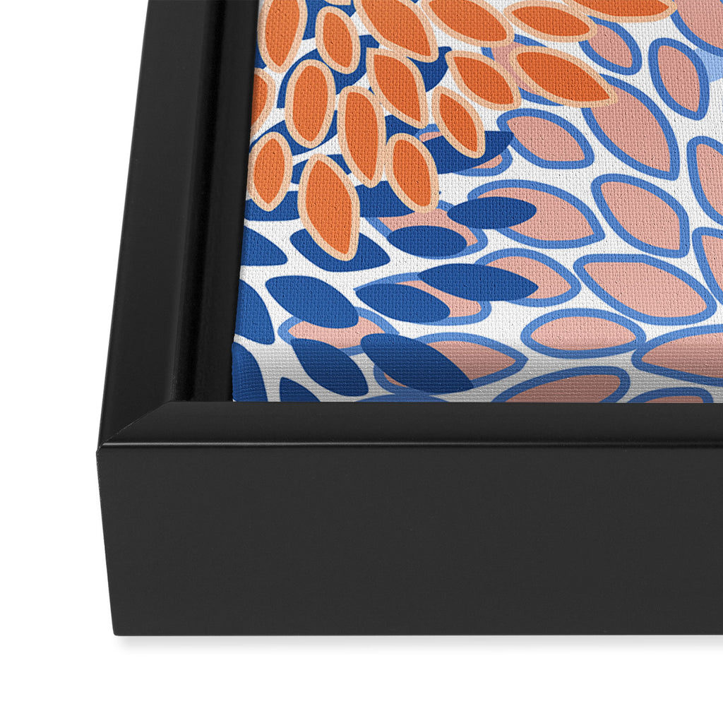 Modern, Floral Prints, Orange and Blue Framed Canvas Print Gallery Image 3