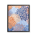 Modern, Floral Prints, Orange and Blue Framed Canvas Print Gallery Image 8