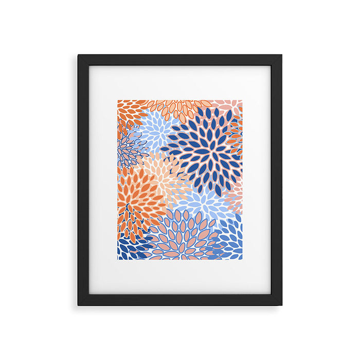 Modern, Floral Prints, Orange and Blue Framed Art Print Gallery Image 1