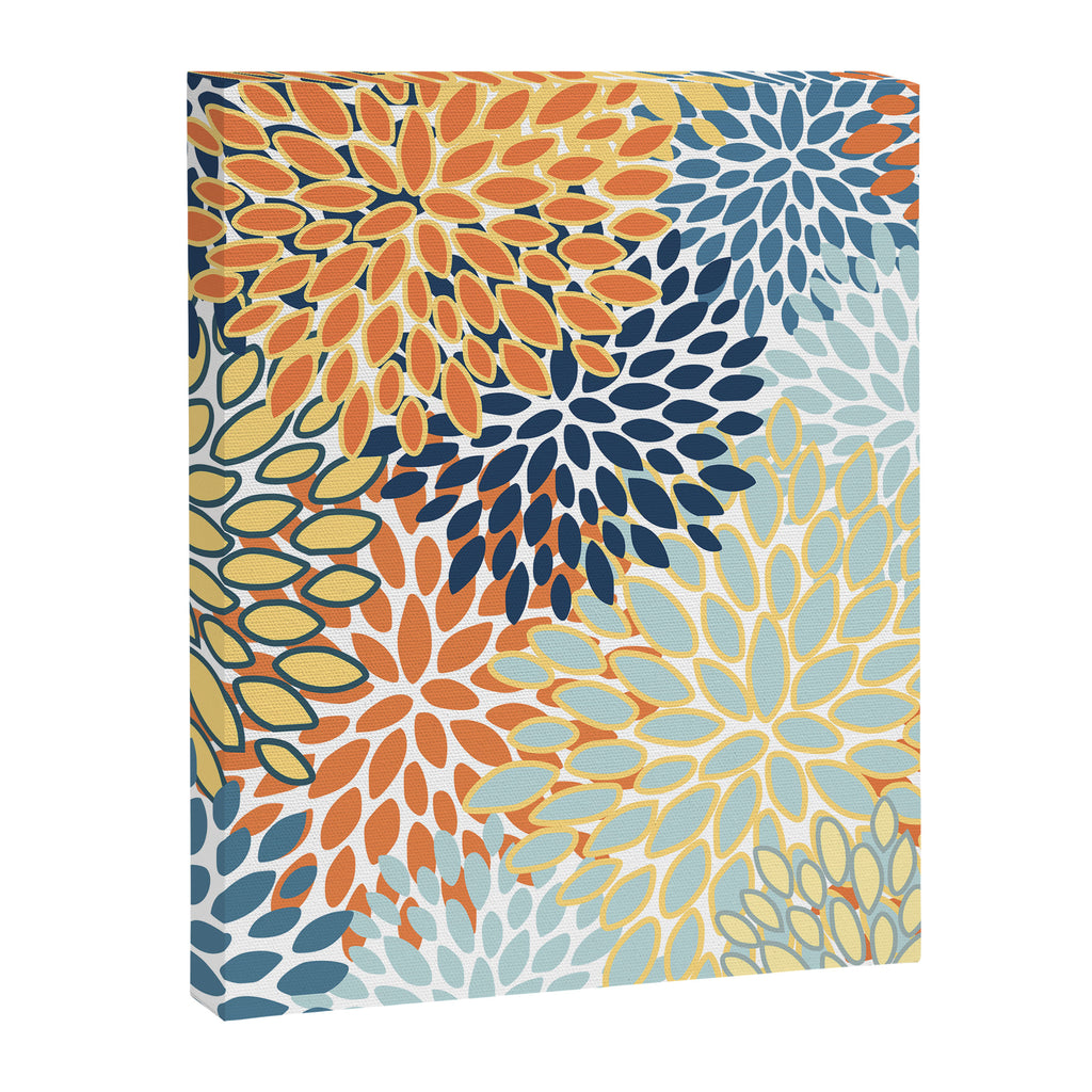 Modern, Floral Prints, Orange, Blue, Yellow Canvas Print Gallery Image 8
