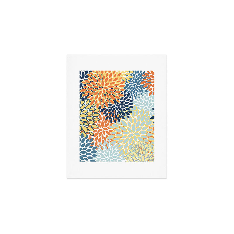 Modern, Floral Prints, Orange, Blue, Yellow Art Print Gallery Image 1