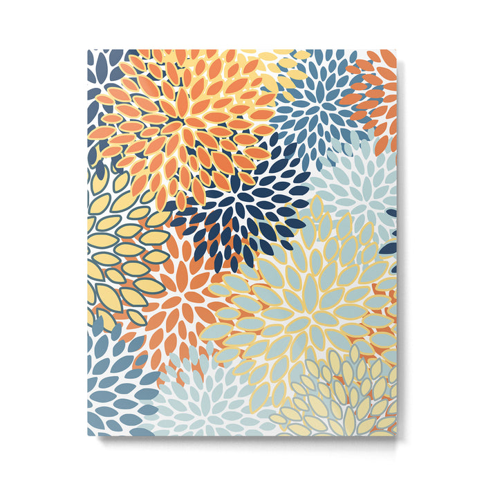 Modern, Floral Prints, Orange, Blue, Yellow Metal Print Gallery Image 1
