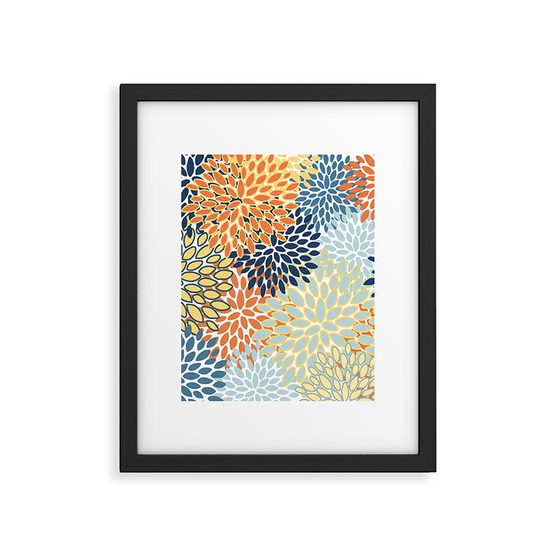 Modern, Floral Prints, Orange, Blue, Yellow Framed Art Print Gallery Image 6