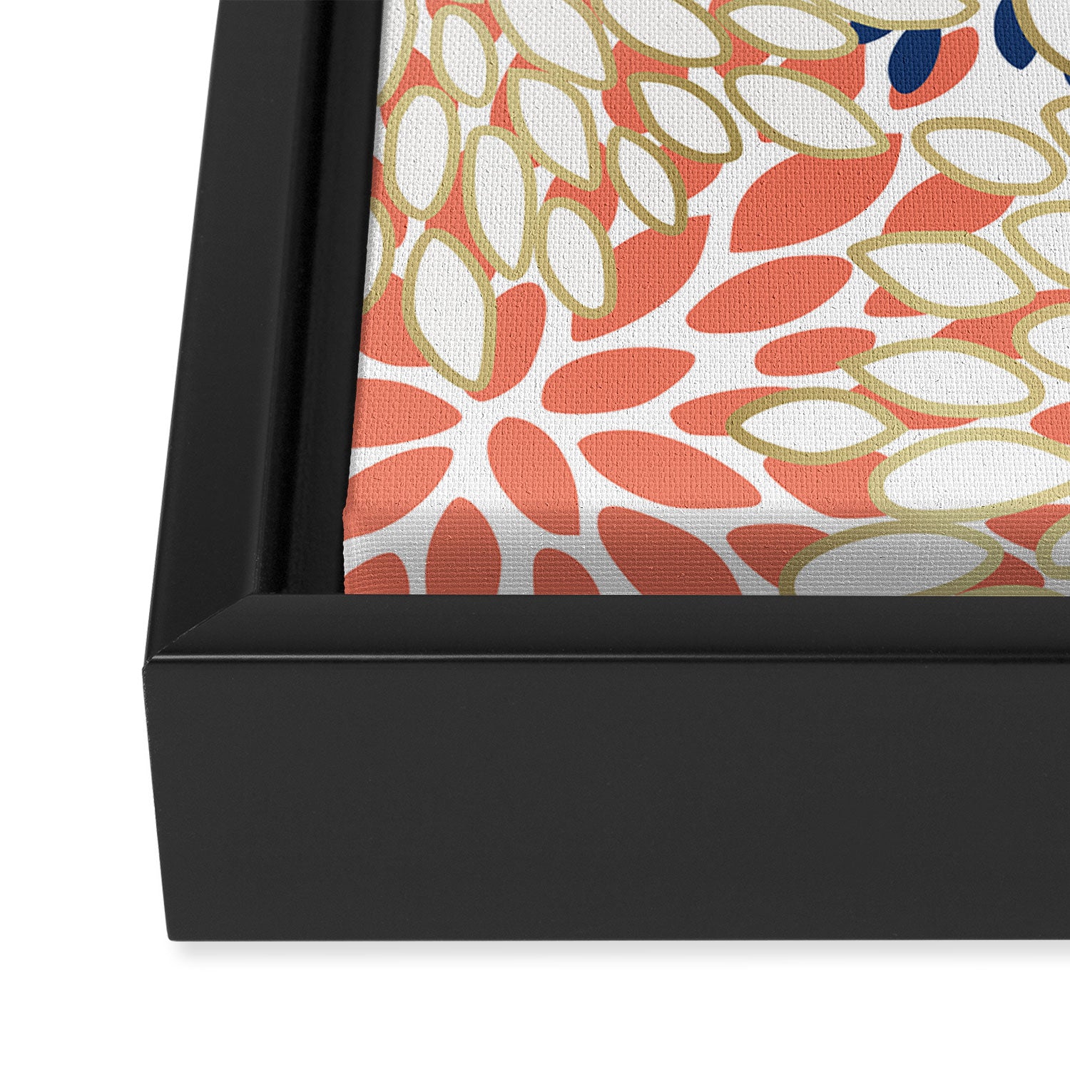 Festive, Modern, Floral Prints, Pink, Navy, Gold Framed Canvas Print Gallery Image 3