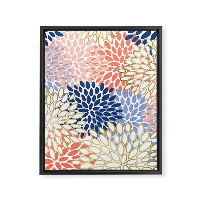 Festive, Modern, Floral Prints, Pink, Navy, Gold Framed Canvas Print Gallery Image 1