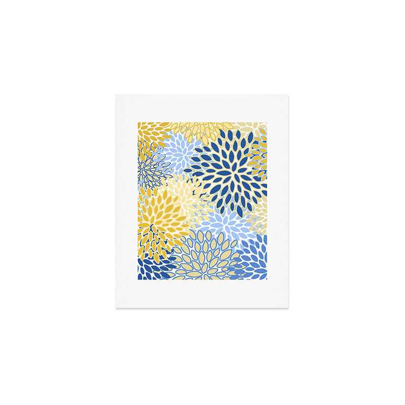 Modern, Floral Prints, Summer, Yellow and Blue Art Print Gallery Image 1