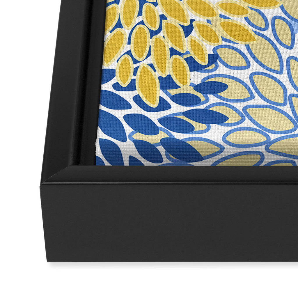 Modern, Floral Prints, Summer, Yellow and Blue Framed Canvas Print Gallery Image 3