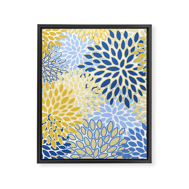Modern, Floral Prints, Summer, Yellow and Blue Framed Canvas Print Gallery Image 8