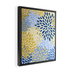 Modern, Floral Prints, Summer, Yellow and Blue Framed Canvas Print Gallery Image 2