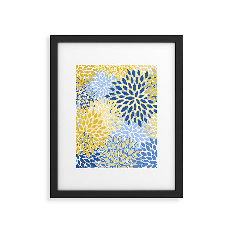 Modern, Floral Prints, Summer, Yellow and Blue Framed Art Print Gallery Image 6