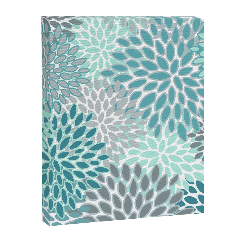 Modern, Floral Prints, Teal and Gray Canvas Print Gallery Image 8