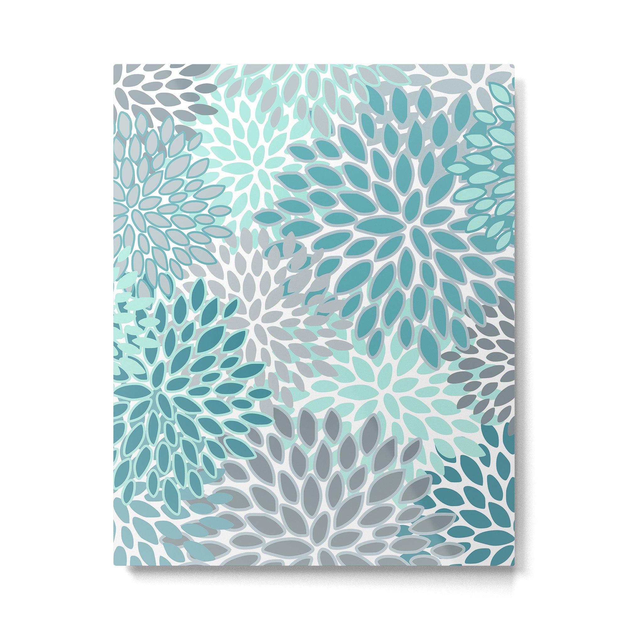 Modern, Floral Prints, Teal and Gray Metal Print Gallery Image 6