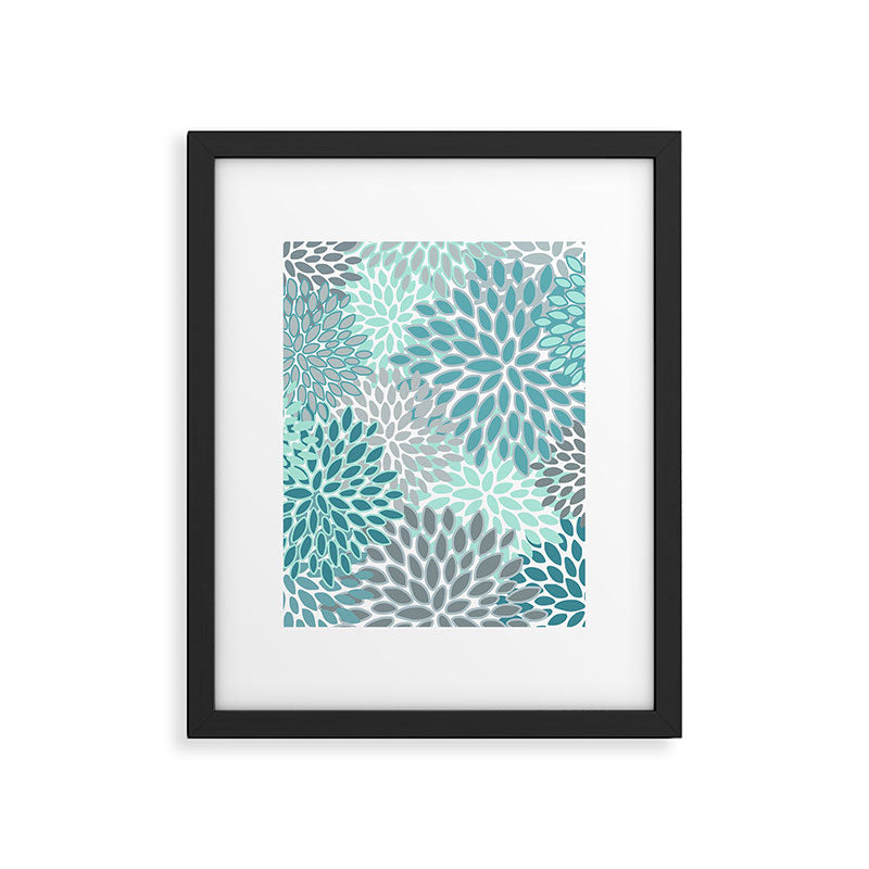 Modern, Floral Prints, Teal and Gray Framed Art Print Gallery Image 6