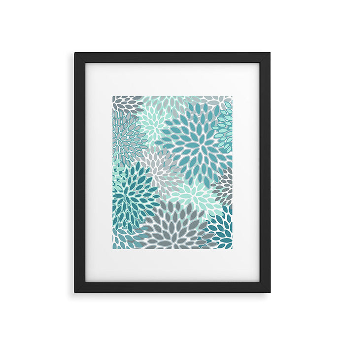 Modern, Floral Prints, Teal and Gray Framed Art Print Gallery Image 1