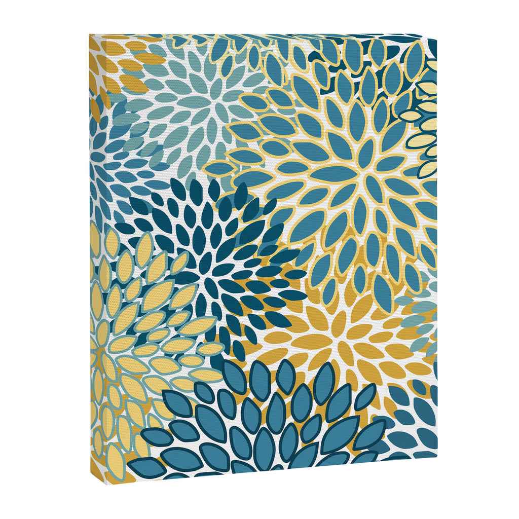 Modern Floral Prints, Teal and Yellow Canvas Print Gallery Image 8