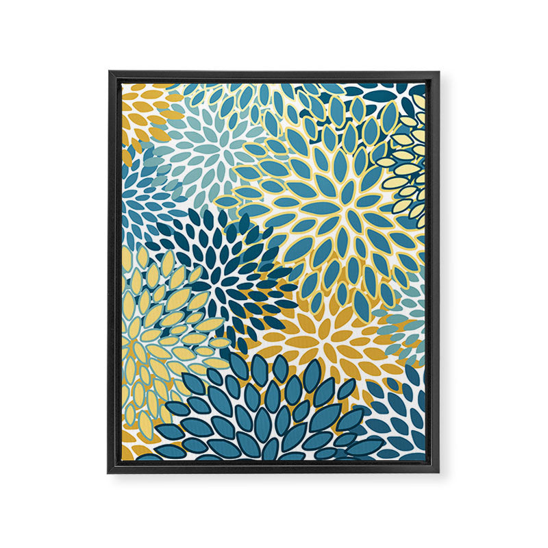 Modern Floral Prints, Teal and Yellow Framed Canvas Print Gallery Image 8