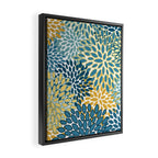Modern Floral Prints, Teal and Yellow Framed Canvas Print Gallery Image 2