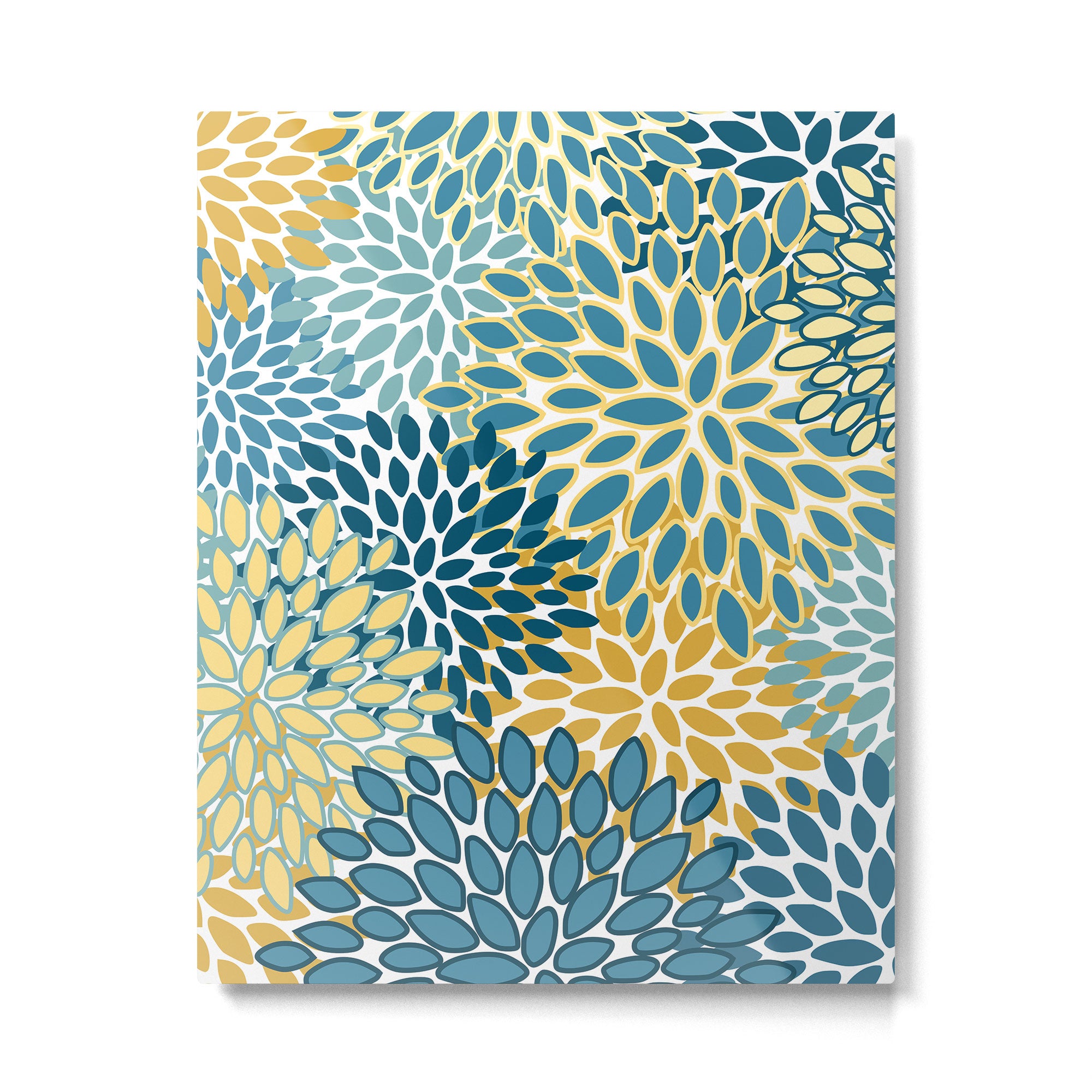 Modern Floral Prints, Teal and Yellow Metal Print Gallery Image 6