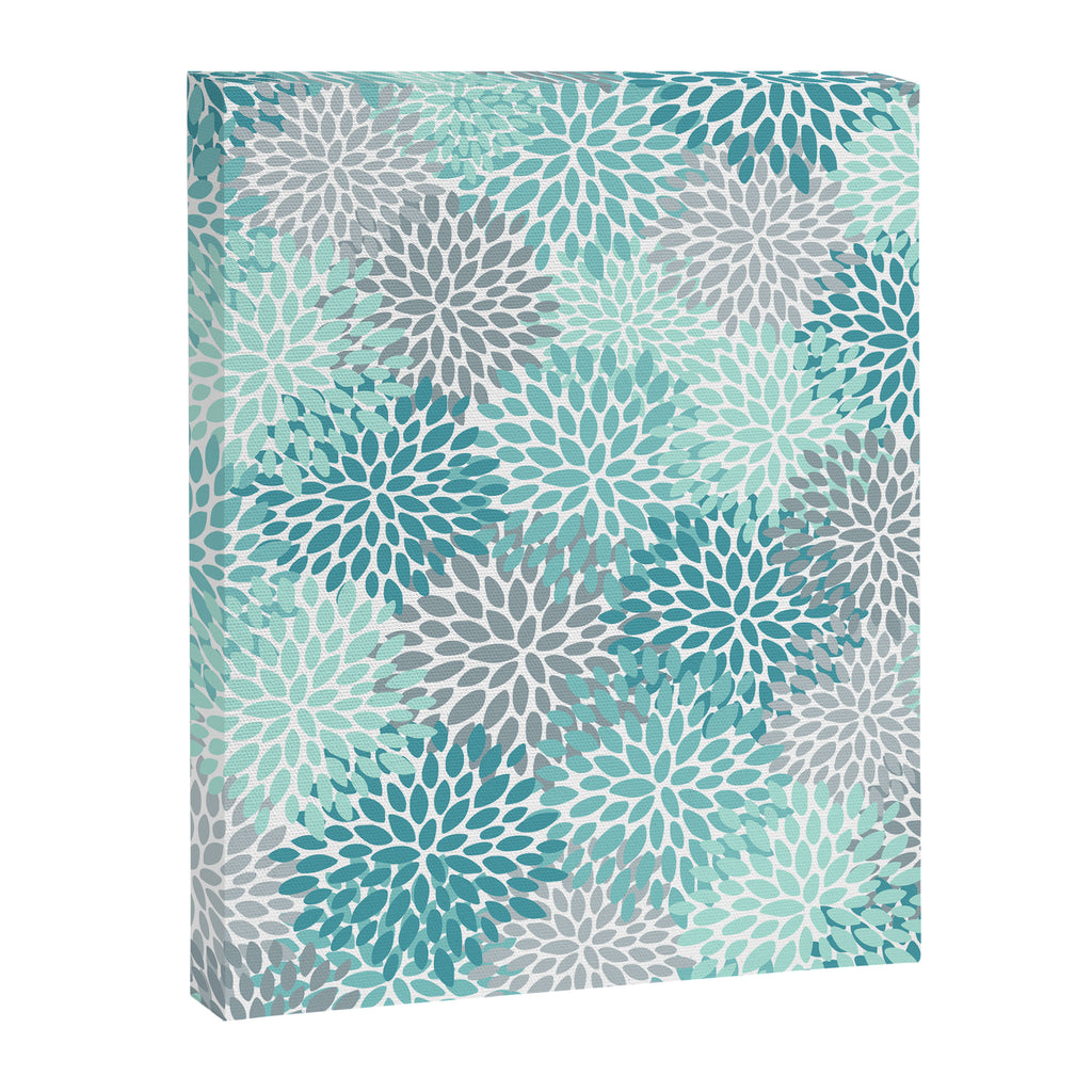 Modern Floral Prints, Teal, Turquoise and Gray Canvas Print Gallery Image 8