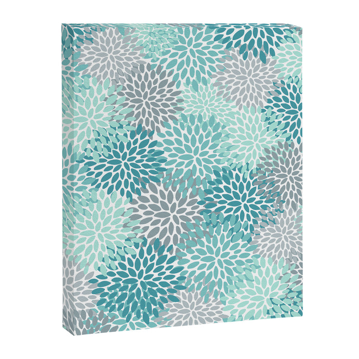 Modern Floral Prints, Teal, Turquoise and Gray Canvas Print Gallery Image 1