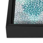 Modern Floral Prints, Teal, Turquoise and Gray Framed Canvas Print Gallery Image 3