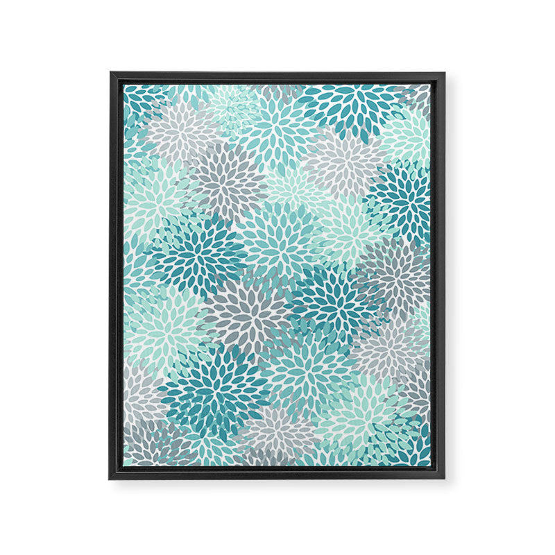 Modern Floral Prints, Teal, Turquoise and Gray Framed Canvas Print Gallery Image 8