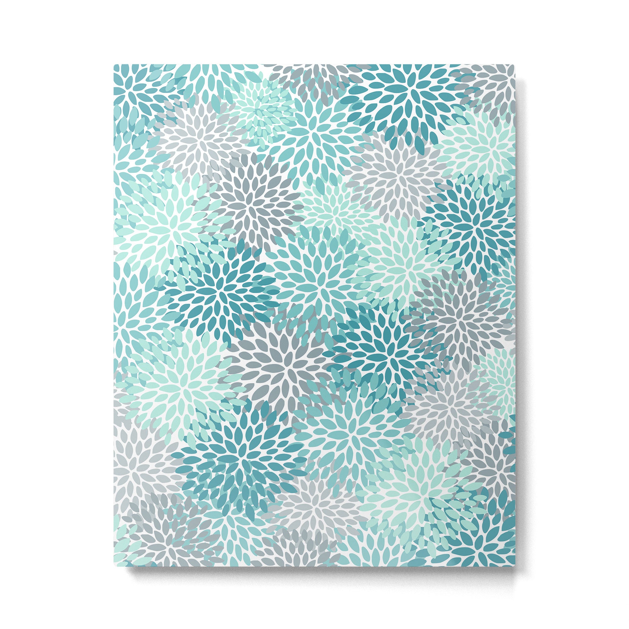 Modern Floral Prints, Teal, Turquoise and Gray Metal Print Gallery Image 6