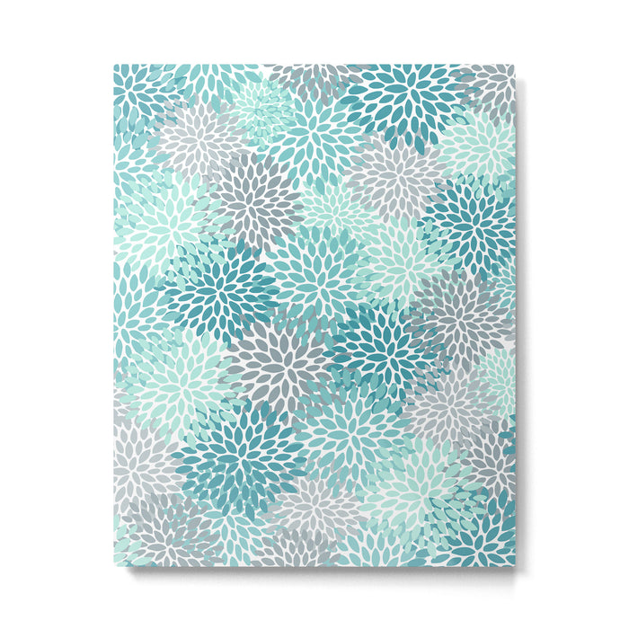 Modern Floral Prints, Teal, Turquoise and Gray Metal Print Gallery Image 1