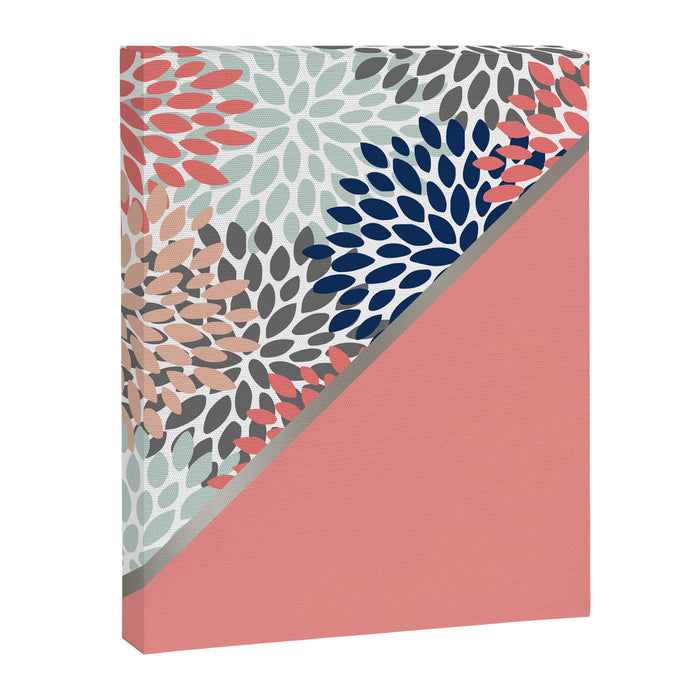 Modern, Floral Prints, with Block Color, Coral, Aqua, Blue Canvas Print Gallery Image 1