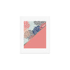 Modern, Floral Prints, with Block Color, Coral, Aqua, Blue Art Print Gallery Image 1