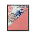 Modern, Floral Prints, with Block Color, Coral, Aqua, Blue Framed Canvas Print Gallery Image 8