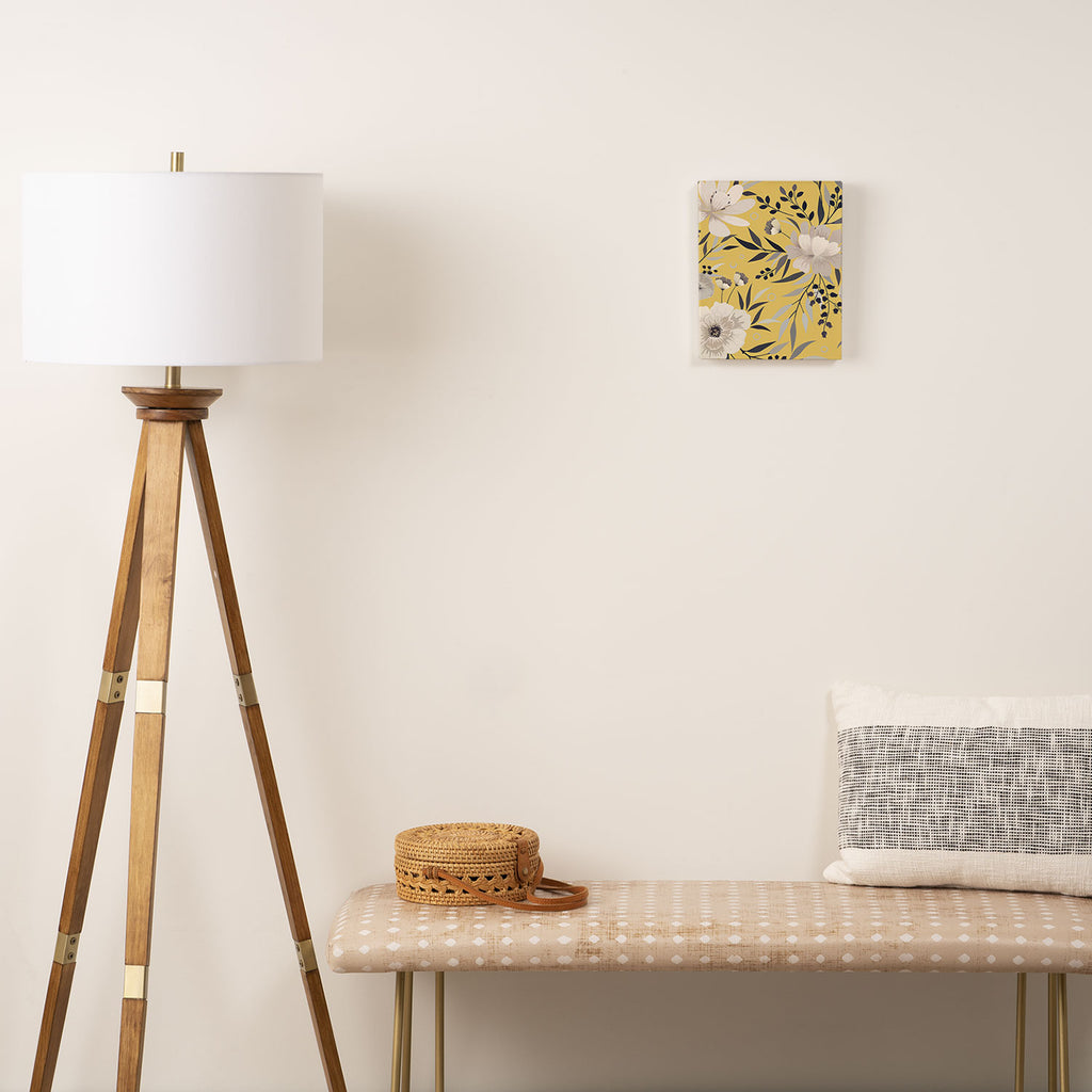 Modern, Floral Prints, Yellow and Gray Canvas Print Gallery Image 2