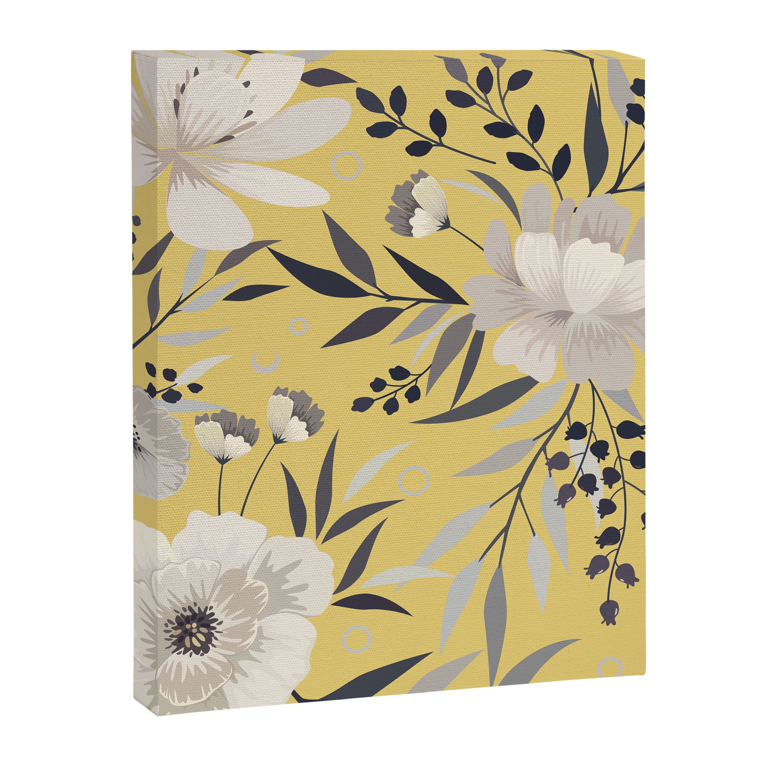 Modern, Floral Prints, Yellow and Gray Canvas Print Gallery Image 8