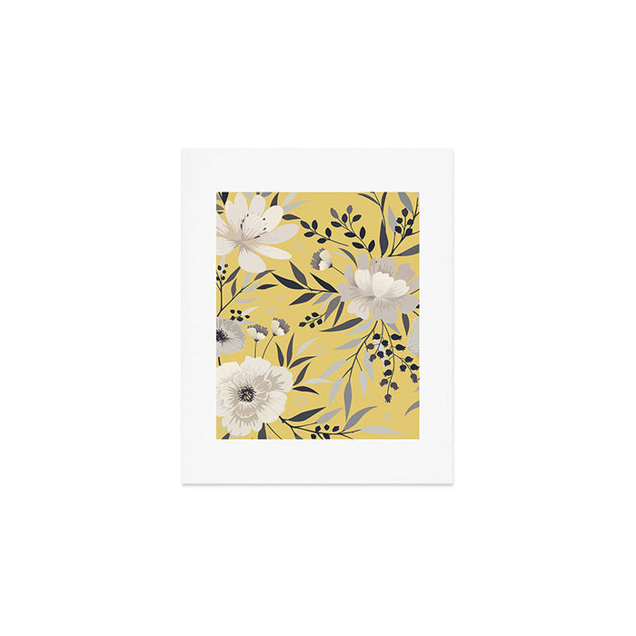 Modern, Floral Prints, Yellow and Gray Art Print Gallery Image 1