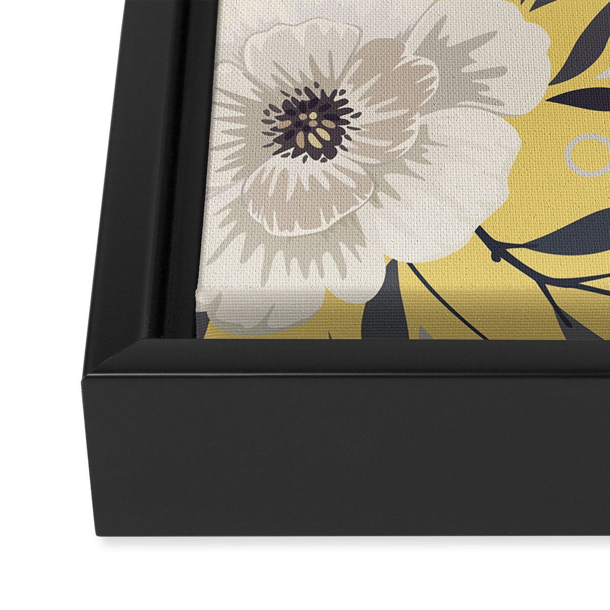 Modern, Floral Prints, Yellow and Gray Framed Canvas Print Gallery Image 3