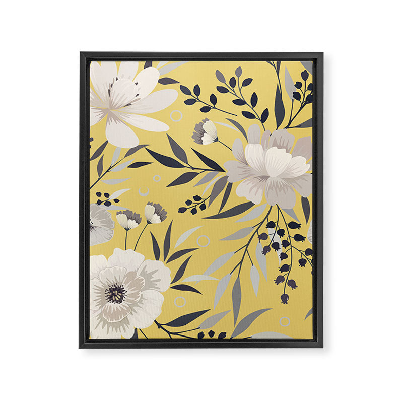 Modern, Floral Prints, Yellow and Gray Framed Canvas Print Gallery Image 8