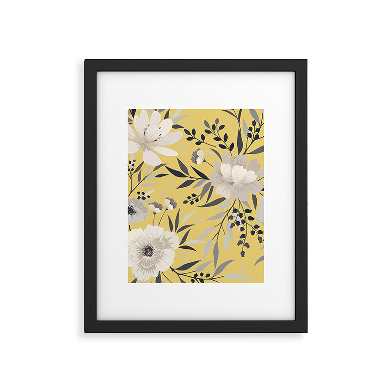 Modern, Floral Prints, Yellow and Gray Framed Art Print Gallery Image 6